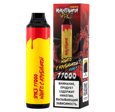 Одноразовая электронная сигарета Monstervapor Space 11000 (20мг) Манго с клубникой, Кулер