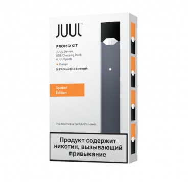 Электронное устройство JUUL (8W 220 mAh) с 4 картриджами (манго) JULL Графитовое