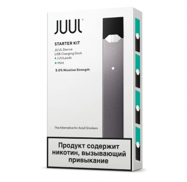 Электронное устройство JUUL (8W, 220 mAh) с 4 картриджами (мята) JULL Графитовое