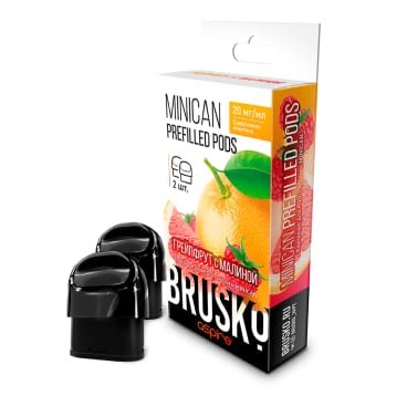 Сменный картридж Brusko Minican 2,4 мл. Грейпфрут с малиной, 2 %, 1 шт