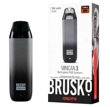 ЭС Brusko Minican 3 (700 mAh) 3 мл. Чёрно-серый градиент