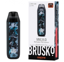 ЭС Brusko Minican 3 (700 mAh) 3 мл. Чёрно-бирюзовый флюид