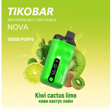 Одноразовая электронная сигарета TIKOBAR Nova 10000 Kiwi Cactus Lime/Киви-Кактус-Лайм