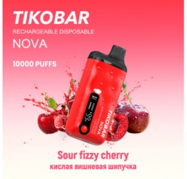 Одноразовая электронная сигарета TIKOBAR Nova 10000 Sour Fizzy Cherry/Кислая вишнёвая шипучка