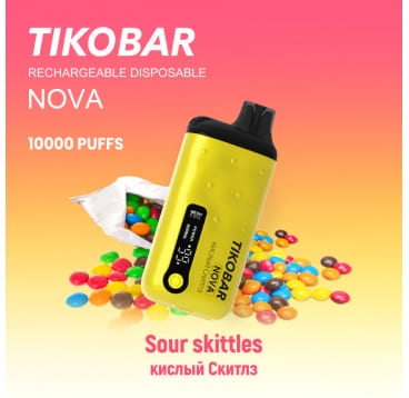 Одноразовая электронная сигарета TIKOBAR Nova 10000 Sour Candies/Кислые конфеты