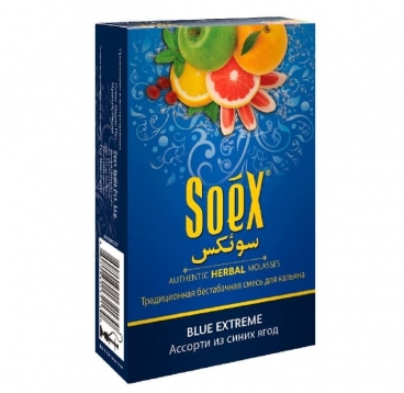 Безникотиновая смесь для кальяна Soex, Синий экстрим, 50 г
