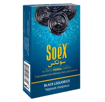 Безникотиновая смесь для кальяна Soex, Черная лакрица, 50 г